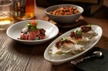 Sea Scallop Sashimi, Curried Popcorn, Steamed Rock Oysters