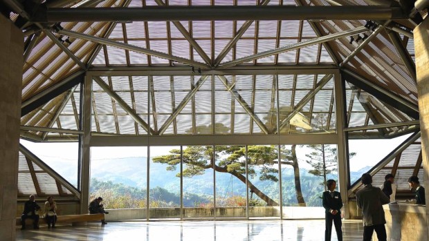 Inside the Miho Museum, which is constructed with Limestone imported from France
