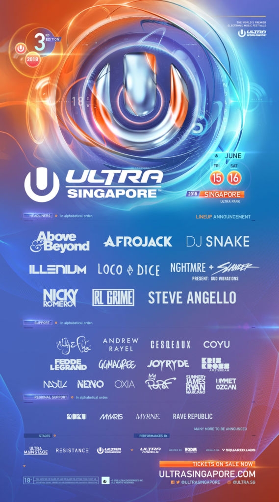 ULTRA SINGAPORE 2018 LINEUP